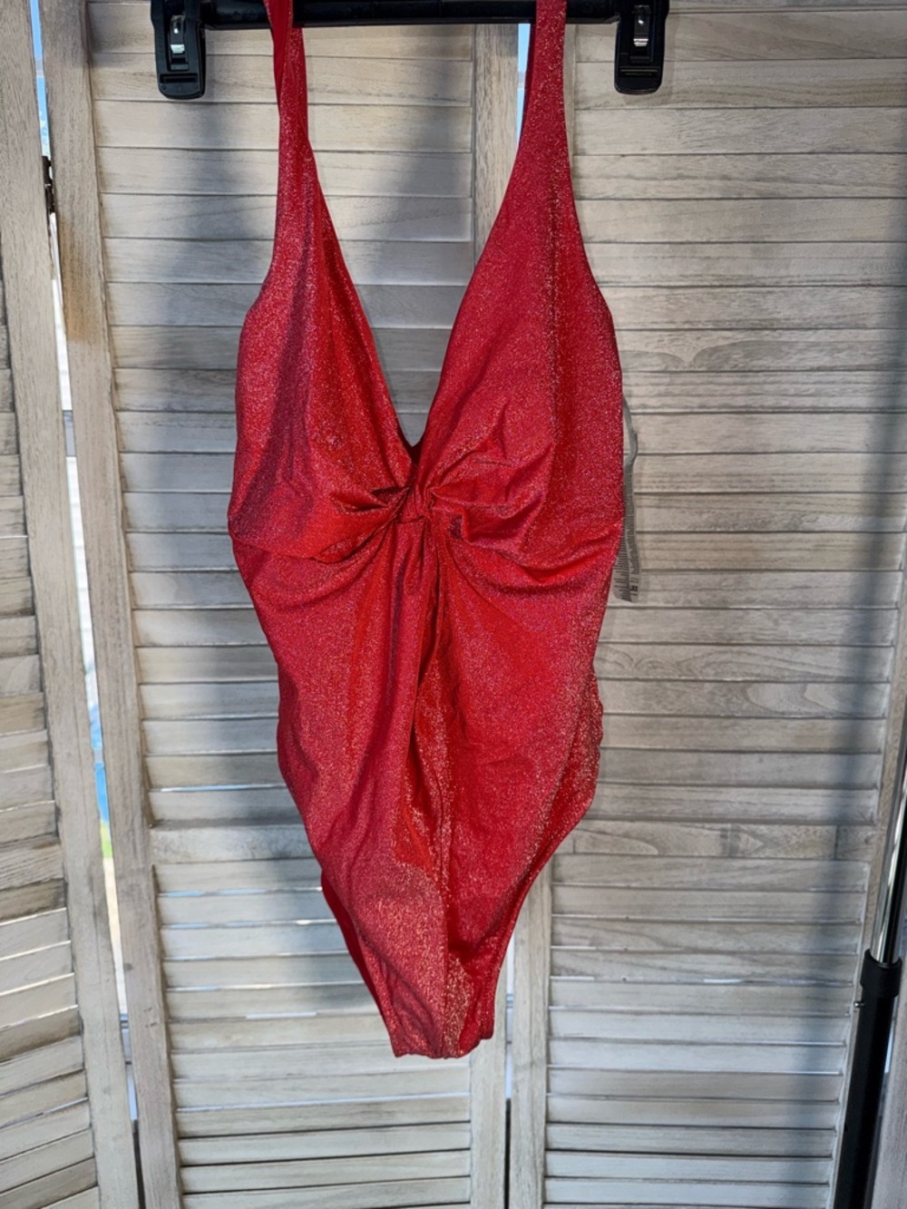 Yitty by Lizzo Red Shimmer Twist Plunge Shaping One Piece Swimsuit 2X NWT - Picture 5 of 8